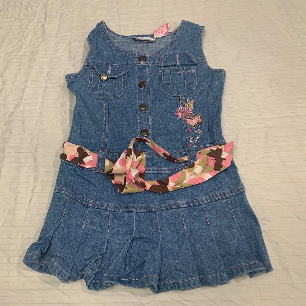 🦜  NO KIDDING GIRLS JEANS DRESS SIZE 4T  🦜